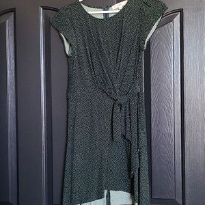 Green Polka Dot Dress with Front Knot Accent